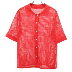 green label relaxing グリーンレーベルリラクシング 半袖 メッシュ カーディガン レッド ユナイテッドアローズ レディース 古着