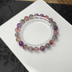 レア EU製 ★スーパーセブン★パワーストーン ブレスレット 天然石 原石 お守り 8.4-8.8mm ZB1377