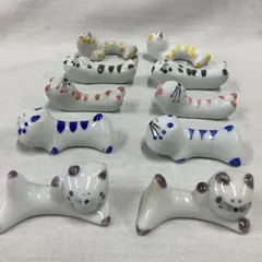 箸置き　箸休め　10個セット　ネコ　陶器　C059