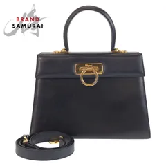 美品 Salvatore Ferragamo サルヴァトーレフェラガモ ガンチーニ ブラック 黒 ゴールド金具 レザー ハンドバッグ ショルダーバッグ 409529【中古】