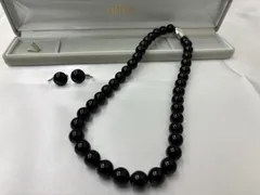 N 処分価格【中古】243 パールネックレス イヤリング セット売り 黒真珠 高級感 冠婚葬祭