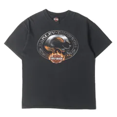 HARLEY-DAVIDSON ハーレーダビッドソン Tシャツ ブラック 黒 サイズ:L | 00s スカル フレイム エンブレム Tシャツ | USA製 Hanes | 00年代 | トップス カットソー 半袖【メンズ】【中古】