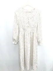 ◇ ⊂ Ray Casssin レイカズン 花柄 長袖 ロング ワンピース サイズF ベージュ系 レディース E  【1409100033588】