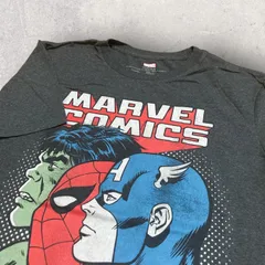 US古着 MARVEL マーベル キャプテンアメリカ スパイダーマン ハルク Tシャツ M グレー