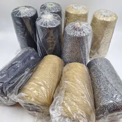 ラメ糸 刺繍糸 糸 新古品 未使用品 10本セット 大量 まとめ セット コーン巻 メタリック糸 マイラー 刺しゅう ししゅう 編み物 かぎ針編み マイラー ハンドメイド 材料 手芸 工業用 【8879-6】