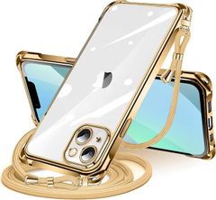 【色: ゴールド】iPhone 14 用 ケース クリア ショルダー iPhon