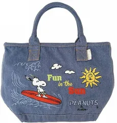 スヌーピー デニム風 トートバッグ 刺繍　ルートート　roo