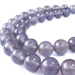 〈数量限定〉【天然石】グレーアゲート（灰めのう） ブレスレット用 ビーズ 一連 10mm【約38粒入り】パワーストーン 手芸 ハンドメイド アクセサリー パーツ きらきらぷんぷん丸 NS-007