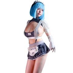 [LOST-G] セクシー メイド服 コスプレ 過激 大胆 カチューシャ エプロン ストキング 手袋 かわいい ベビードル キャバレー 撮影 仮装 変装 演出 衣装