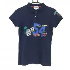 ★特価★ジャックバニー 半袖ポロシャツ ネイビー×マルチカラー 複数ワッペン レディース 0(S) ゴルフウェア Jack Bunny