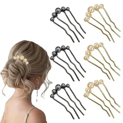 YANHUILAY パール ヘアコーム【6個セット】夜会巻きコーム パール 髪飾り 夜会巻き ヘアアクセサリー まとめ髪 髪留め 盛り髪 お団子 簡単 和装 普段使い 結婚式 パーティー 成人式 卒業式 入学式 浴衣 着物 レディース (B) 0