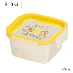 保存容器 チップ＆デール 正方形 S 310ml プラスチック製 （ 密閉 プラスチック ディズニー 角型 プラスチック容器 Disney プラスチック保存容器 4点ロック パッキン一体型 冷凍OK 電子レンジ対応 食洗機対応 キャラクター ）
