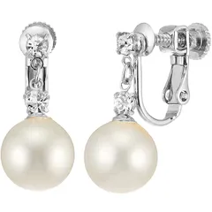 【在庫セール】金属アレルギー対応 ねじ式 イヤリング シンプル レディース 真珠 パール スワロフスキー 直結 日本製 [ジュエリーショップエム]