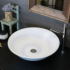 信楽焼 手洗い鉢 洗面ボウル 陶器 直径45.5cm 大型サイズ 蒼流し手洗い鉢 tr-4082