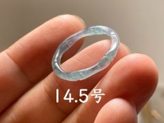 L13-108 高氷種 竹節 リング 薄水緑色 14.5号 グアテマラ産 A貨 本翡翠 くりぬき