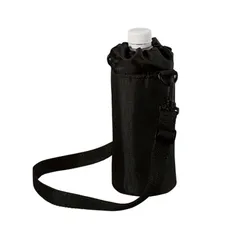 【迅速発送】保冷 ペットボトルホルダー ショルダー付き ペットボトルカバー 水筒カバー 保温 (ブラック)