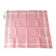 【栄】エルメス Hロゴ ハンカチ ピンク レディース ポケットチーフ コットン100% 綿 スカーフ 小物 その他 箱