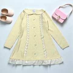アクシーズファムキッズ　axesfemmeKIDS　ワンピース　ニットワンピ　ライトイエロー　もこもこ　可愛い　ガール　130