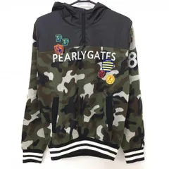 ★値下げ★【超美品】パーリーゲイツ フード付ニットブルゾン カーキ×黒 一部中綿 カモフラ 蓄熱 迷彩 メンズ 5(L) ゴルフウェア PEARLY GATES