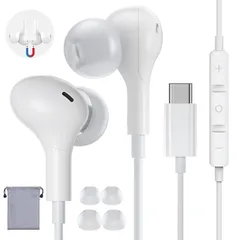 【特売】xunbida タイプc イヤホン 有線 マイク付き 【音質強化バージョン】 磁気設計 絡み防止 USB C イヤホン HIFI音質 Type C イヤホンマイク 音量調整 通話対応 カナル型 音漏れ防 ノイズキャンセリング 対応iPhone15/pr