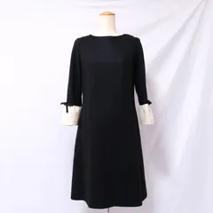 ストロベリーフィールズ ウール 袖配色 リボン ワンピース 大人可愛い お呼ばれ /240508003