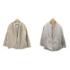 ナイスクラップ NICE CLAUP continuer de フェイクファーコート 中綿コート ショート丈 リバーシブル オーバーサイズ F ベージュ /YK5のサムネイル
