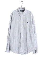 【お得なクーポン配布中!】 90s ラルフローレン ストライプ 長袖 ボタンダウン シャツ メンズ L / オールド ポロ BD 長袖シャツ ワイシャツ ワンポイント マルチカラー