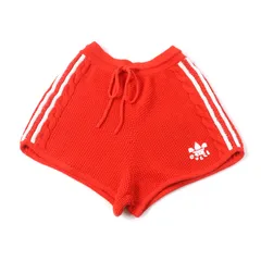未使用品★GUCCI グッチ adidas アディダス 693835 リネン コットン トレフォイル刺繍入り ニット ショートパンツ オレンジ M イタリア製 正規品 レディースのサムネイル