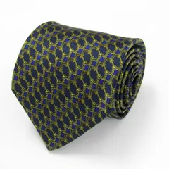 エスティーデュポン ブランド ネクタイ シルク 格子柄 総柄 PO メンズ ネイビー S.T. Dupont 【中古】のサムネイル