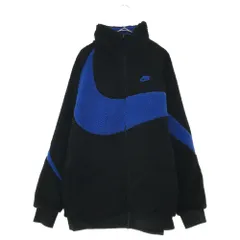 NIKE (ナイキ) M VW SWSH FULL ZIP JKT ビッグスウッシュボアフリースジャケット ブラック/ブルー BQ6546-009のサムネイル