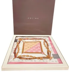 未使用 セリーヌ ハンカチ　2枚セット マカダム　ランチマット チェーン柄 ピンク　ブラウン CELINE　コットン　100％　綿　レディース　セット　