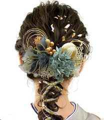 和玉 H5206 網 リボン 手作り 和装 カスミソウ かすみ草 結婚式 袴 浴衣 七五三 卒業式 着物 振袖 アジサイ ヘッドパーツ 水引 成人式 ヘアアクセサリー 赤 組紐 髪飾り 髪飾り ドライフラワー 6色展開 [JZOON]