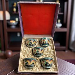 古伊万里 八角絵皿 [山水風景図] 染付 年代物 大皿 角皿 平皿