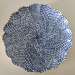 〇橘吉 たち吉 染付捻祥端 大皿 31.5cm 和食器 盛皿