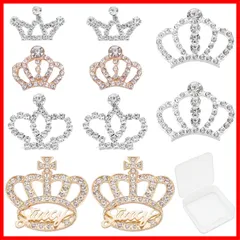 10個5種　クラウン　チャーム　王冠　チャーム　ラインストーン　チャーム　合金　ティアラ チャーム　クリスタル　ガラス　ビーズ　チャーム　小さなクラウン　冠形　チャーム　ネックレス　ライトゴールド　ハンドメイド　透かし　キラキ