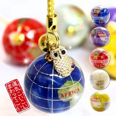 N25 天然石 地球儀根付け（ねつけ） 【ピィアース正規品】 フクロウのチャーム付き ふくろう 梟 幸運チャーム ミニチュア 天然石 ピィアース ギフト 可愛い 誕生日プレゼント 東京銀座PICALS mer12