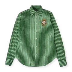 90s RALPH LAUREN SPORT ラルフローレン ストライプ 長袖シャツ 6/グリーン レディース ビンテージ