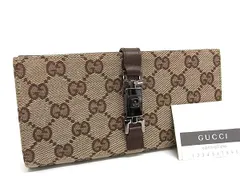 ■極美品■ GUCCI グッチ 035・3661・2134 ジャッキー GG柄 GGキャンバス×レザー 二つ折り 長財布 ウォレット ブラウン系 BI5508
