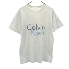 Calvin klein カルバンクライン 90s USA製 オールド ロゴプリント 半袖 シングルステッチ Tシャツ S-M グレー系 メンズ 古着