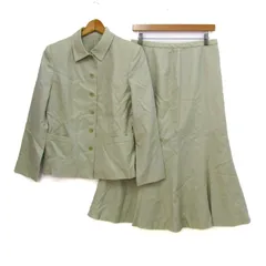 レリアン スーツ セットアップ ウール混 ストレッチ ブランド 上下セット 日本製 レディース 11サイズ カーキ Leilian 【中古】