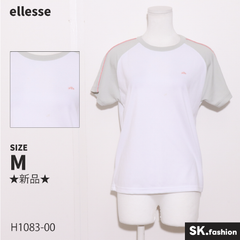 ★新品★ ellesse エレッセ トップス　Tシャツ　半袖　ワンポイント　ドライ　UVケア　スポーティー 　ホワイト　グレー　 【H1083-00】 送料無料　古着　レディース