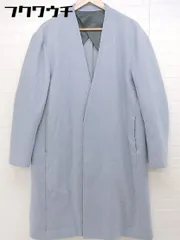 ■ ADAM ET ROPE' アダムエロペ 長袖 ノーカラー コート サイズL ブルーグレー計 レディース  【1104010006294】