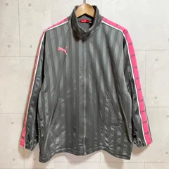PUMA プーマ トラックジャケット ジャージ トップス ストライプ S M グレー ピンク ロゴ 刺繍 メンズ レディース スポーツ ランニング トレーニング ウェア SG243-7