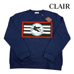 【新品未使用】 エトロ ETRO ペガサス プリント スウェット クルーネック XXL ネイビー ロゴ入り