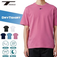THESEUS半袖シャツ ピンク ロゴ ブラック ドライＴシャツ メッシュ 吸汗速乾 DryTshirt PINK Logo BLACK  TB71