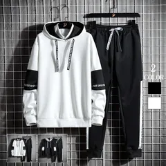 スウェット パーカー 上下セット ジャージ メンズ  トレーニングウェア スポーツウェア ランニングウェア 無地 カジュアル スポーツ アウター ズボン knitted01