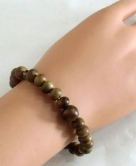 木製唐木数珠ブレスレット◆国宝(緑檀)　二天茶水晶◆桐箱入り