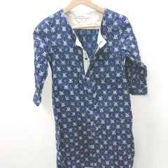 ◇ ⊂ BEAMS BOY ビームス ボーイ 総柄 長袖 膝丈 ワンピース サイズ表記なし ネイビー系 レディース E  【1506130000716】のサムネイル