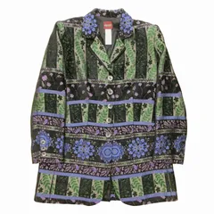 ケンゾー KENZO 美品 総刺繍 シルク テーラード ジャケット ブレザー コート 花柄 シノワズリ フランス製 黒 ブラック 紫 パープル 40 約M 0313 ■GY09のサムネイル
