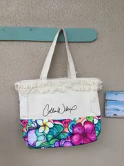 Colleen Wilcoxフリンジ付きハワイアンアートトートバッグ